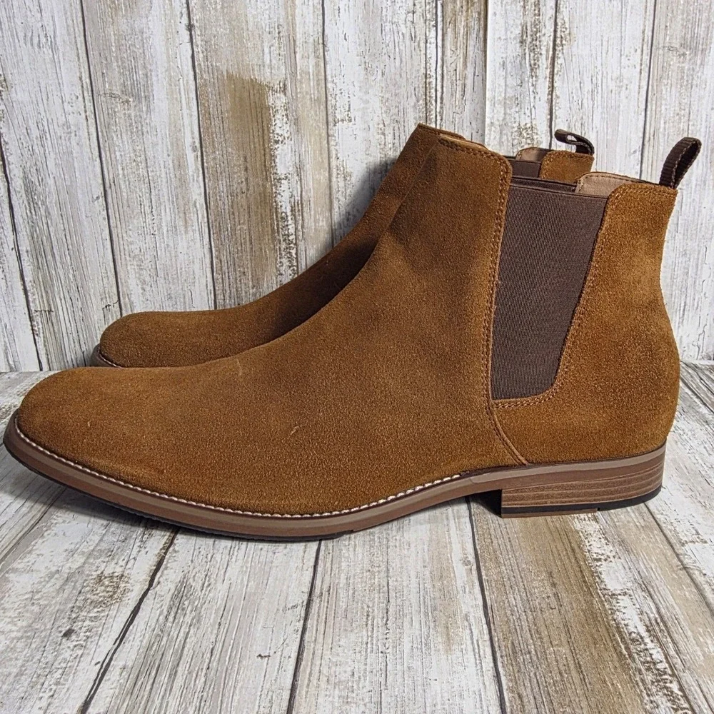 Sonoma Suede Chelsea Style Boots Mens 13 Brown Casual Pull On Ankle Boots